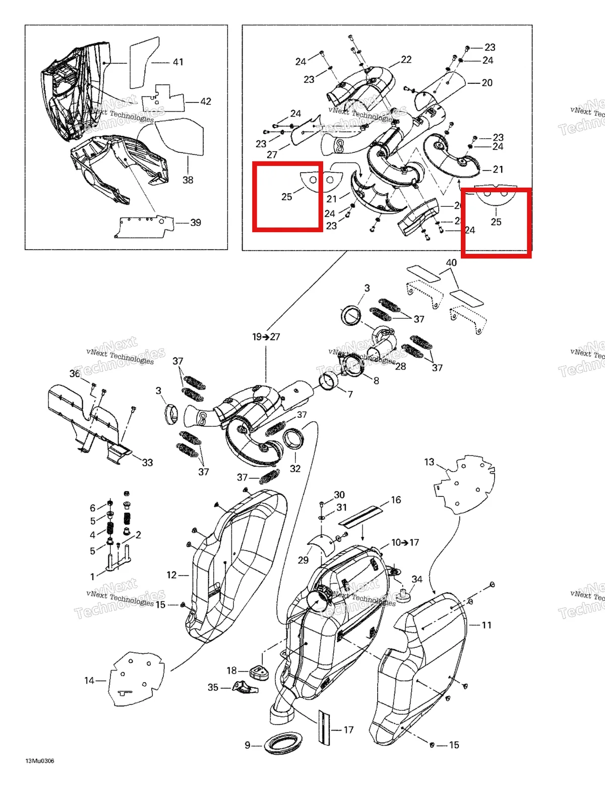 Деталь 514053625 (Деталь Isolering) на схеме узла 2003 Ski-Doo Grand Touring V-1000 Muffler