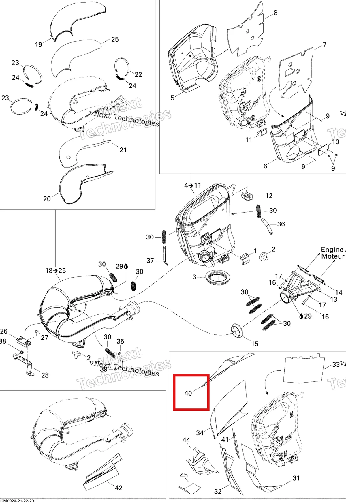Деталь 514053673 на схеме узла 2009 Ski-Doo GSX Fan Exhaust System
