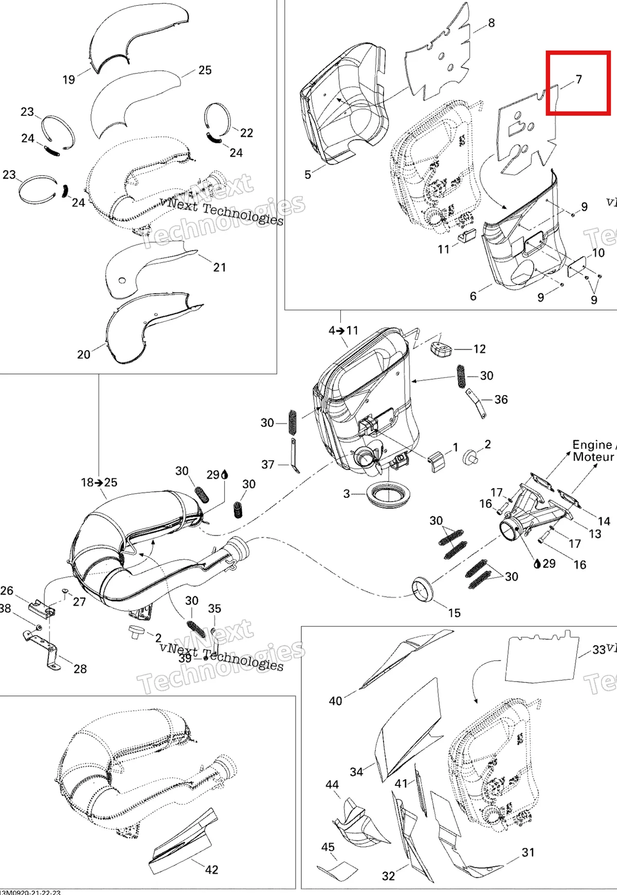 Деталь 514053844 (Деталь Insulating Wool Lh) на схеме узла 2009 Ski-Doo GSX Fan Exhaust System