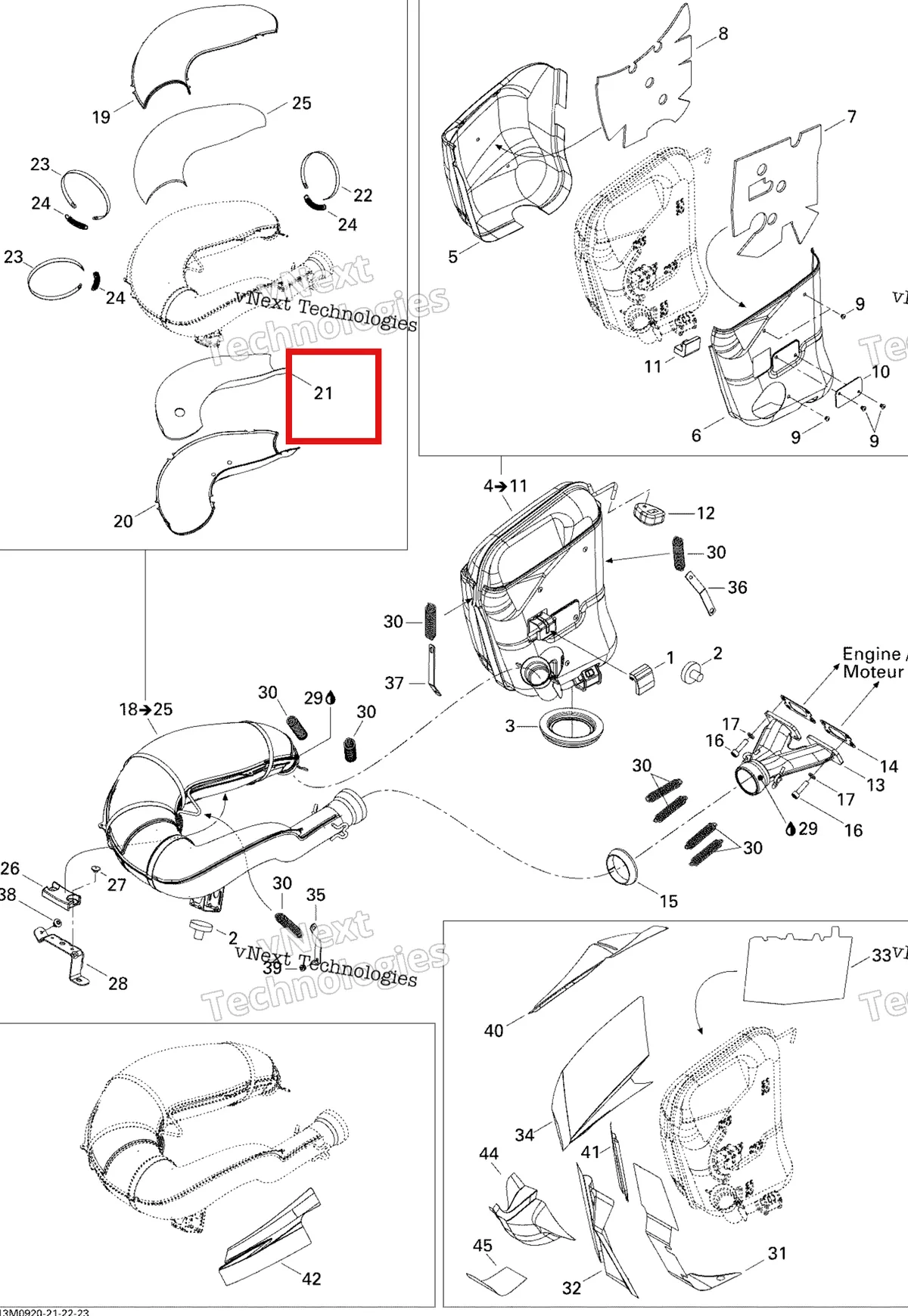 Деталь 514053854 (Нижней Изоляционной Ваты) на схеме узла 2009 Ski-Doo GSX Fan Exhaust System