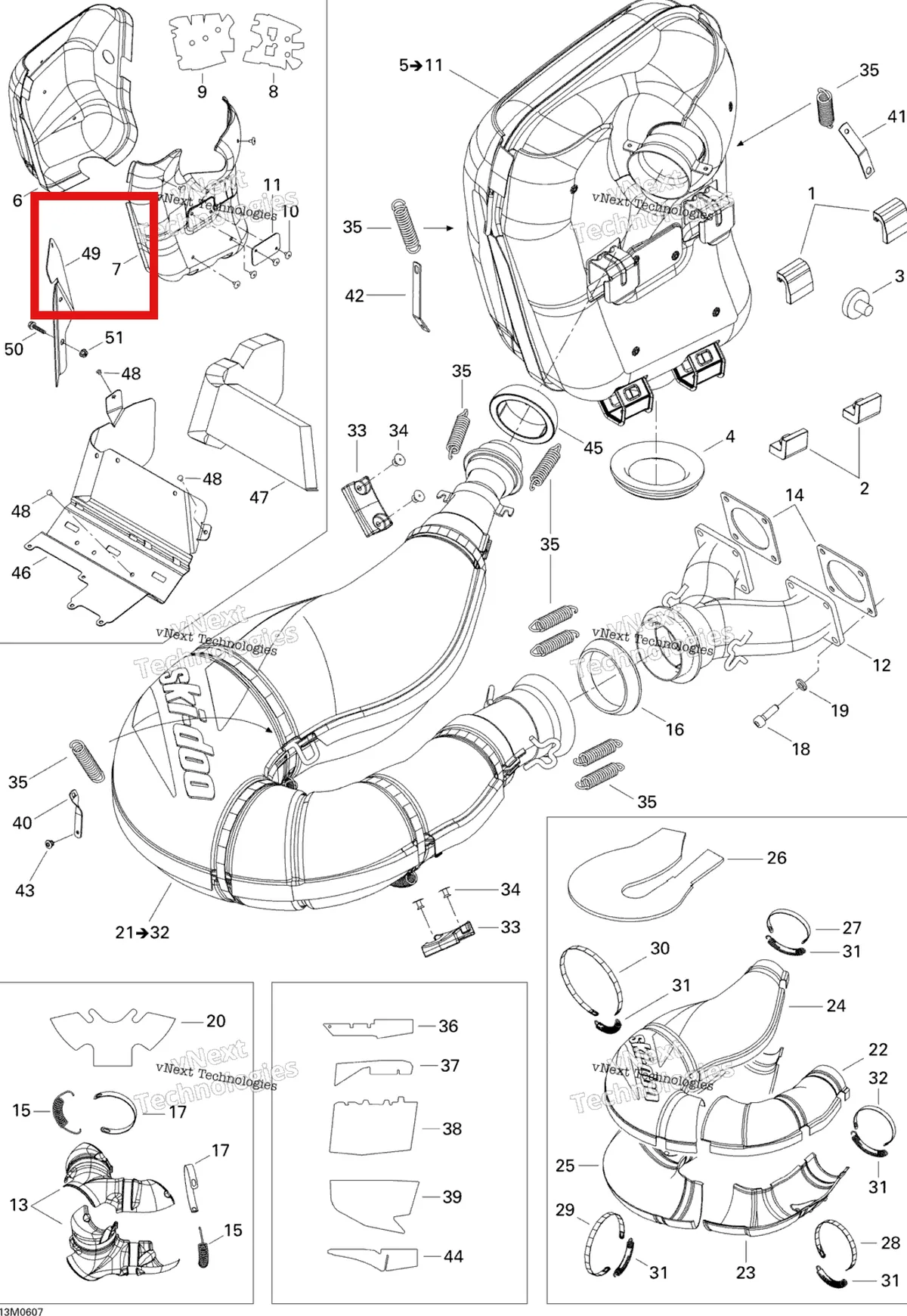Деталь 514053876 на схеме узла 2006 Ski-Doo GSX 600 HO SDI Exhaust System