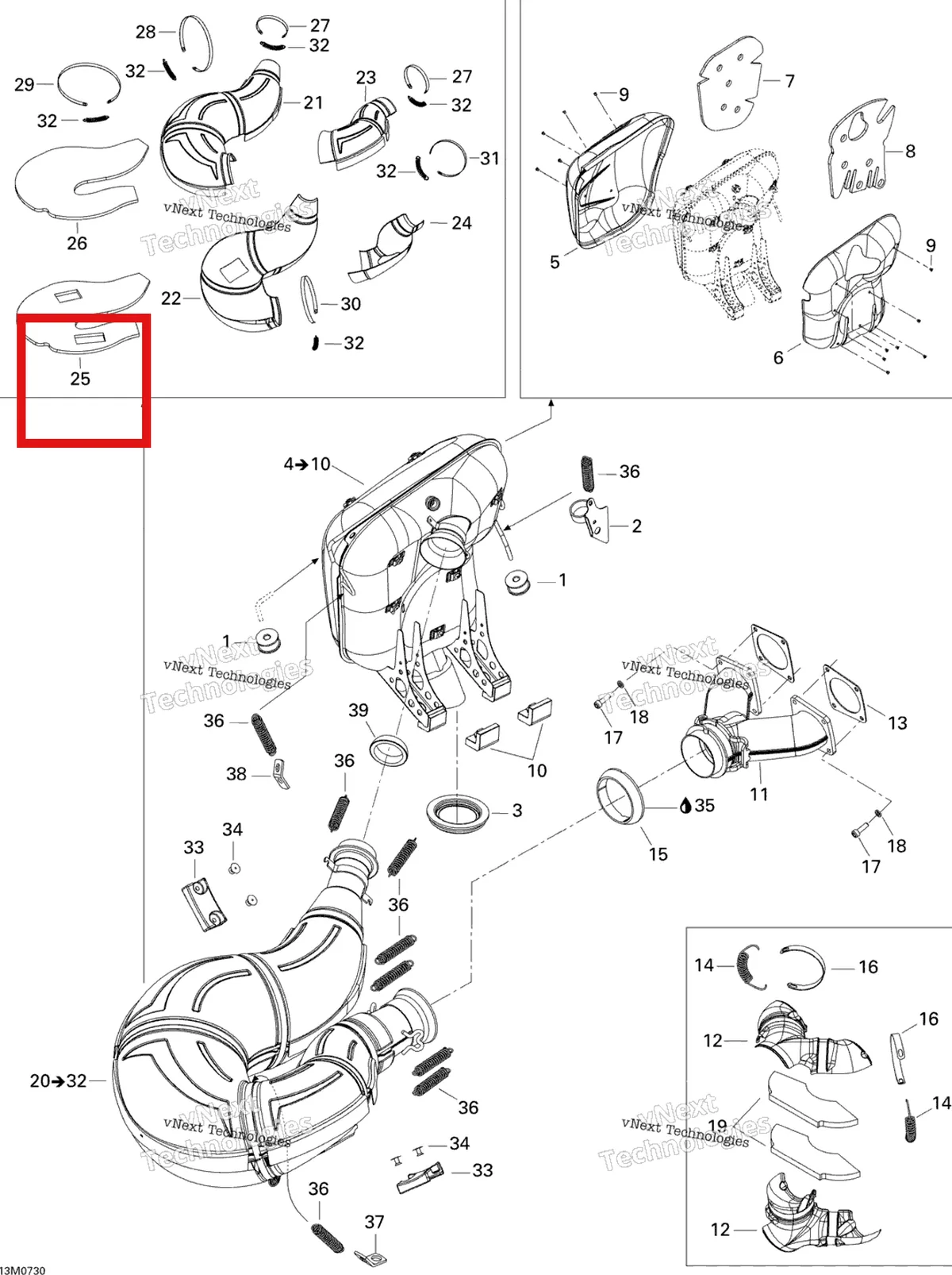 Деталь 514053910 на схеме узла 2007 Ski-Doo MACH Z Adrenaline Exhaust System