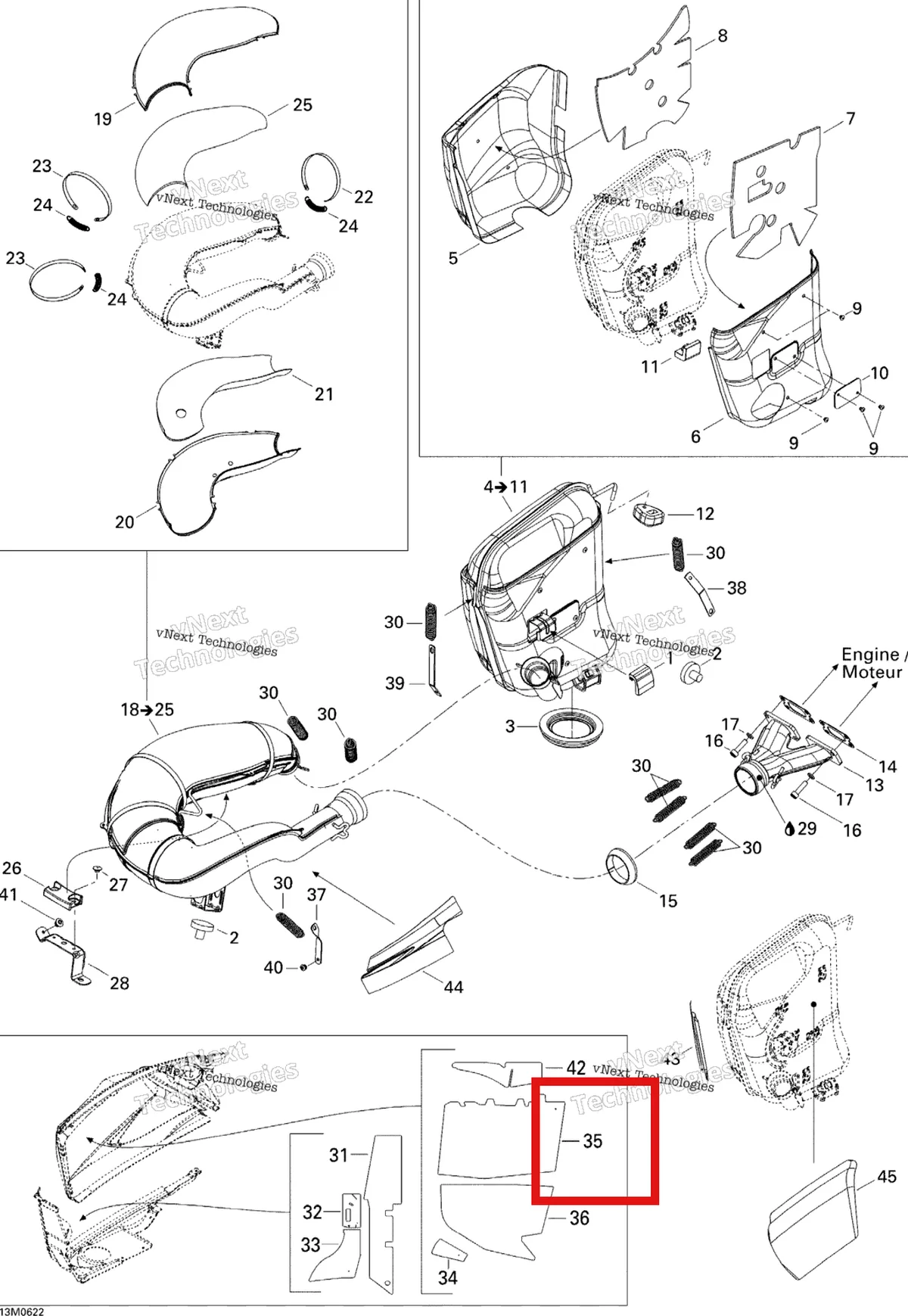 Деталь 514053954 на схеме узла 2006 Ski-Doo Expedition 550F Exhaust System