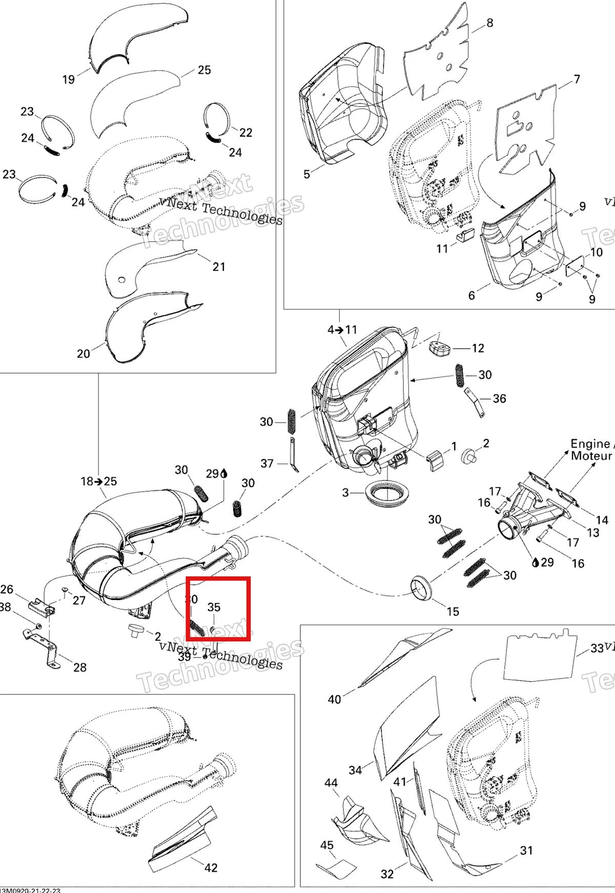 Деталь 514053955 на схеме узла 2009 Ski-Doo GSX Fan Exhaust System