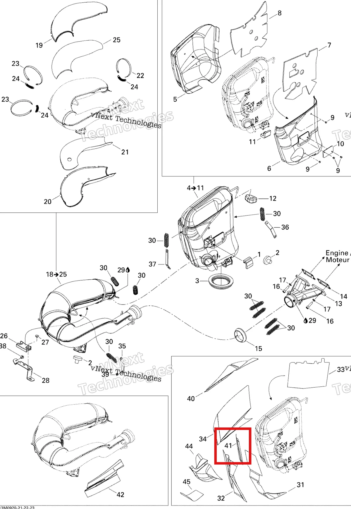Деталь 514054012 (Светоотражающие Лист) на схеме узла 2009 Ski-Doo GSX Fan Exhaust System