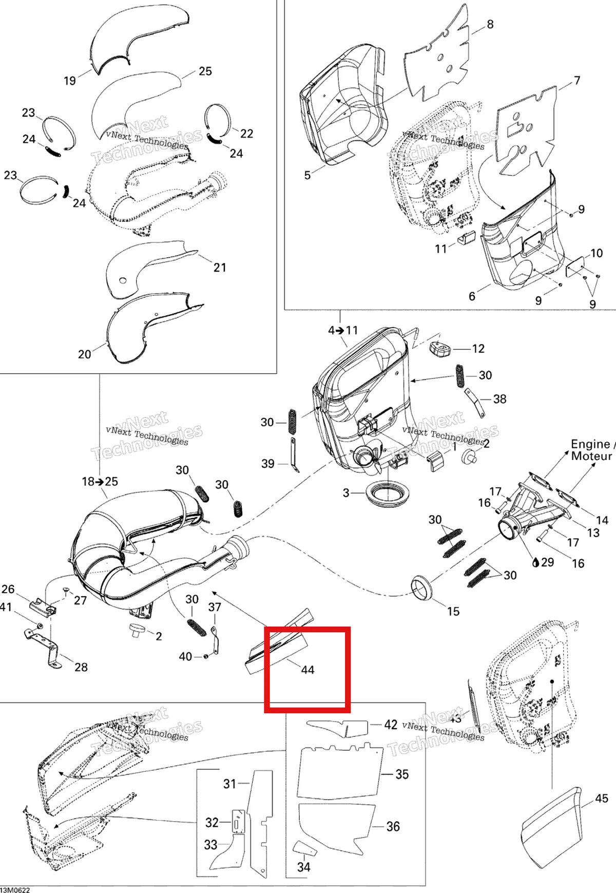 Деталь 514054013 на схеме узла 2006 Ski-Doo Expedition 550F Exhaust System