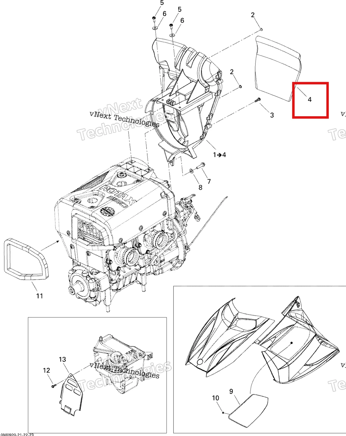 Деталь 514054014 на схеме узла 2009 Ski-Doo GSX Fan Cooling System