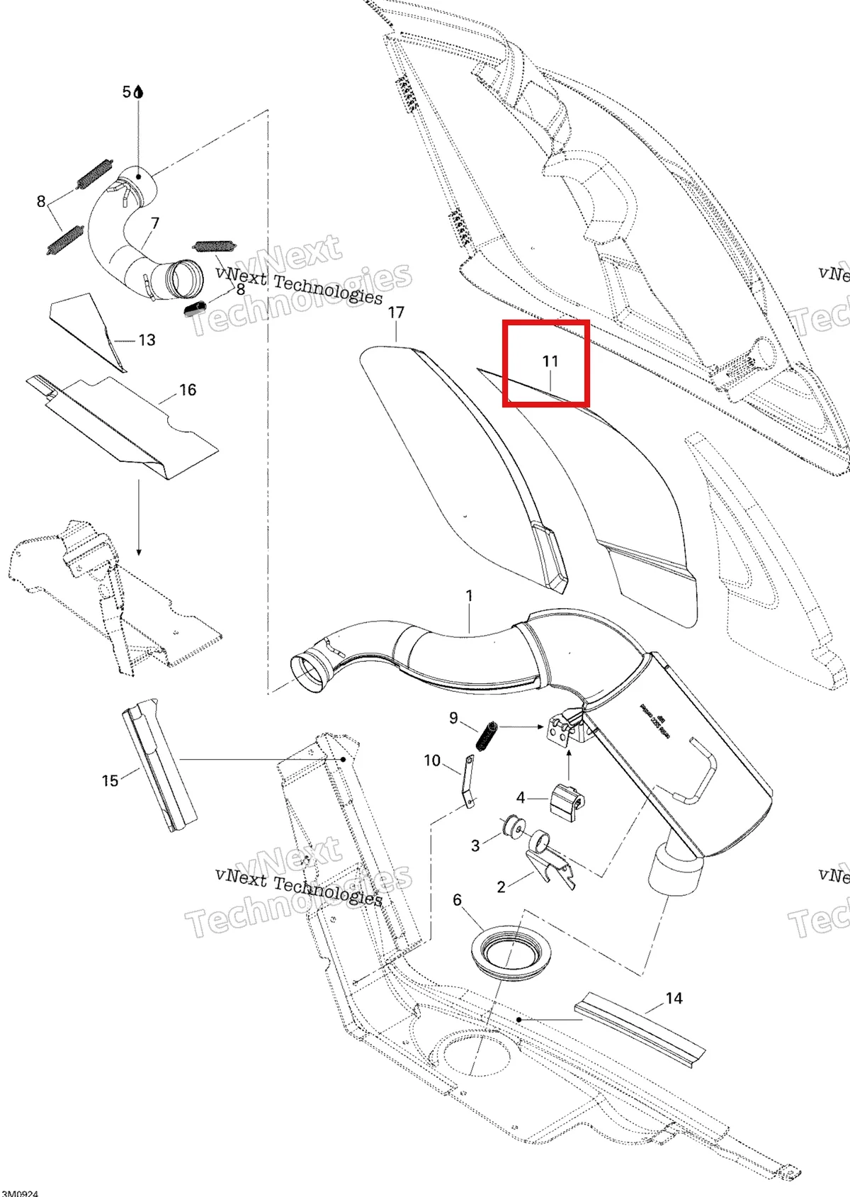 Деталь 514054083 (Деталь Feflective Sheet) на схеме узла 2009 Ski-Doo Skandic Tundra Exhaust System