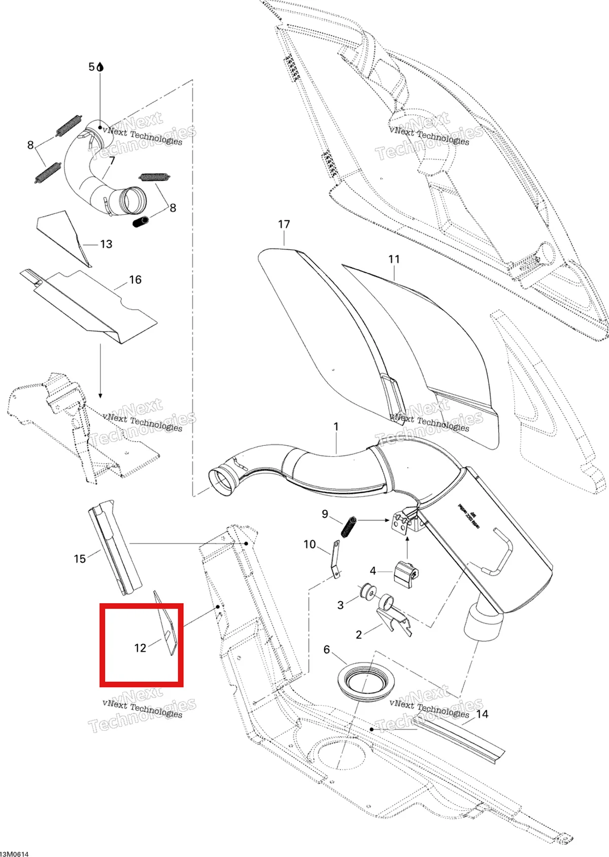 Деталь 514054084 на схеме узла 2006 Ski-Doo Freestyle 300F Exhaust System