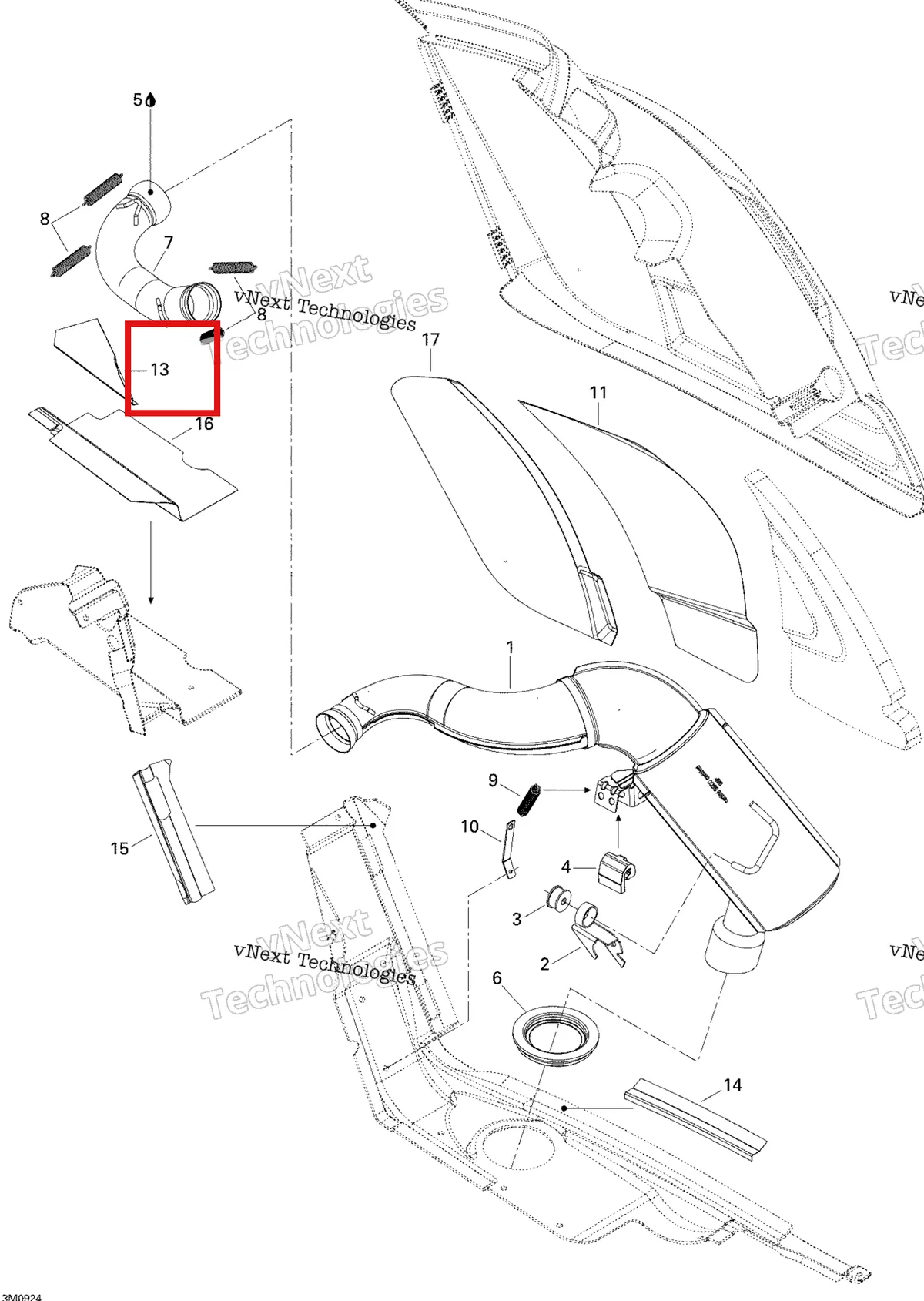 Деталь 514054085 (Деталь Refelctive Sheet) на схеме узла 2009 Ski-Doo Skandic Tundra Exhaust System