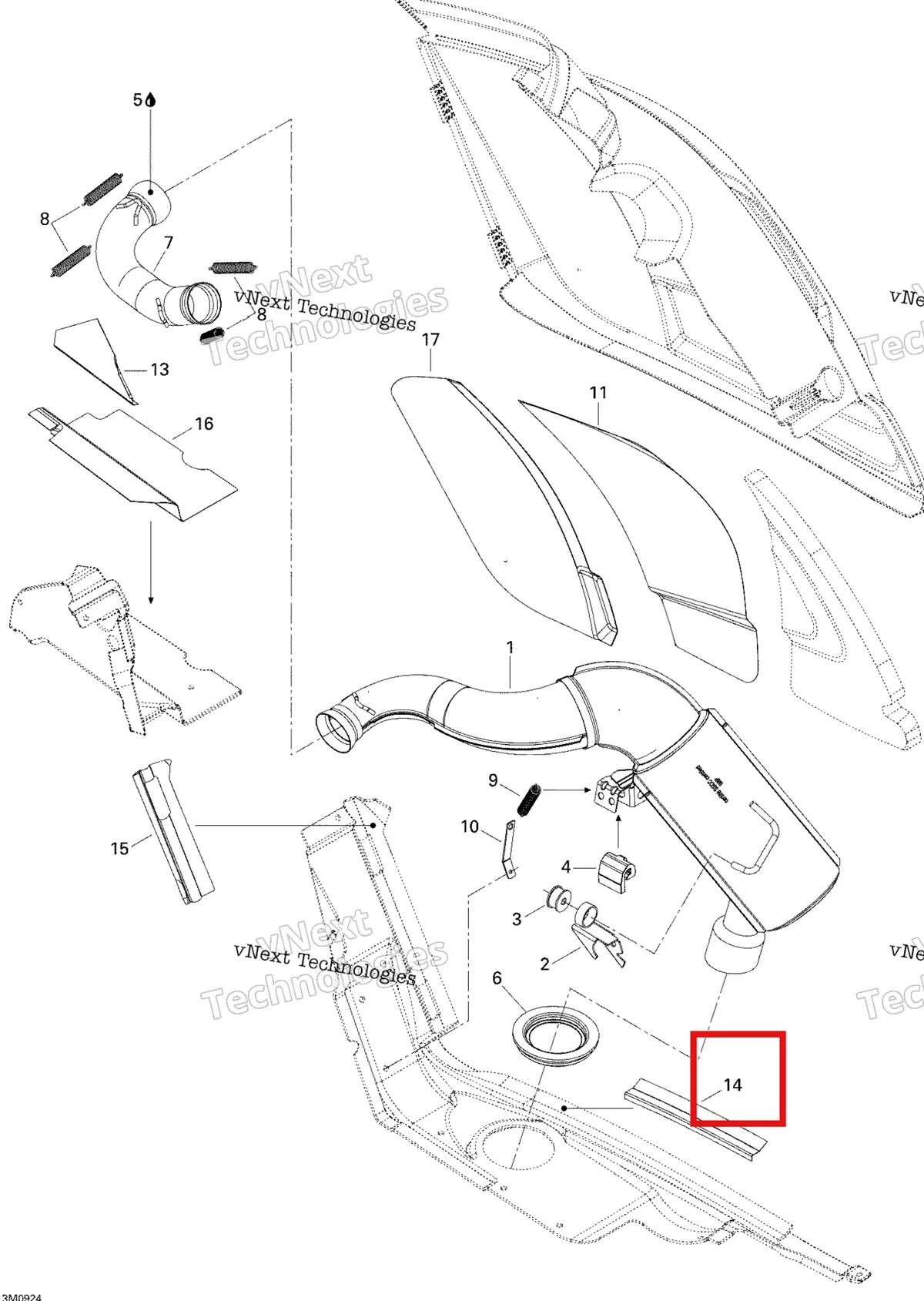 Деталь 514054086 (Деталь Refelctive Sheet) на схеме узла 2009 Ski-Doo Skandic Tundra Exhaust System