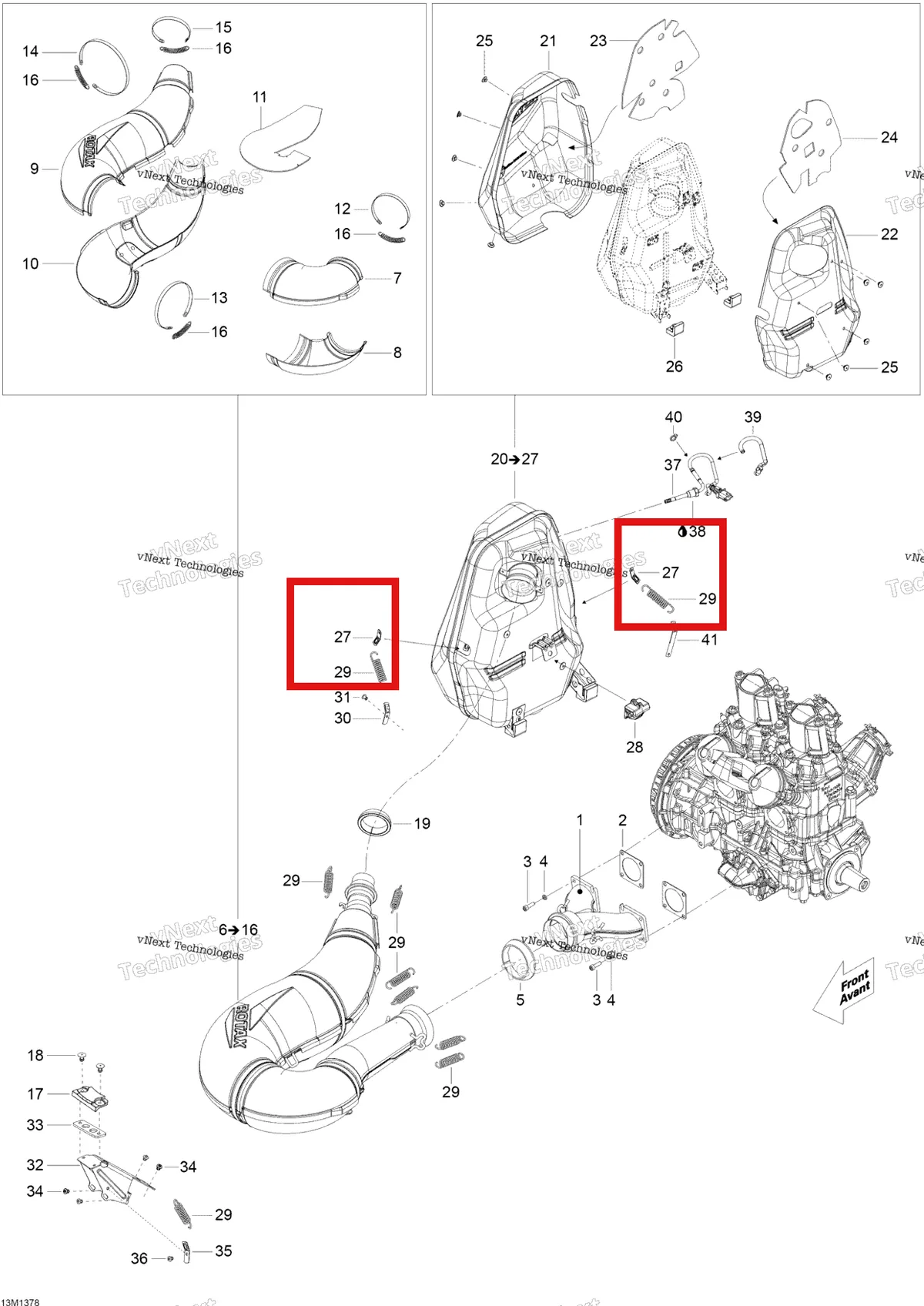 Деталь 514054155 (Кронштейн) на схеме узла 2013 Ski-Doo Skandic SWT 600HOETEC XU Exhaust System