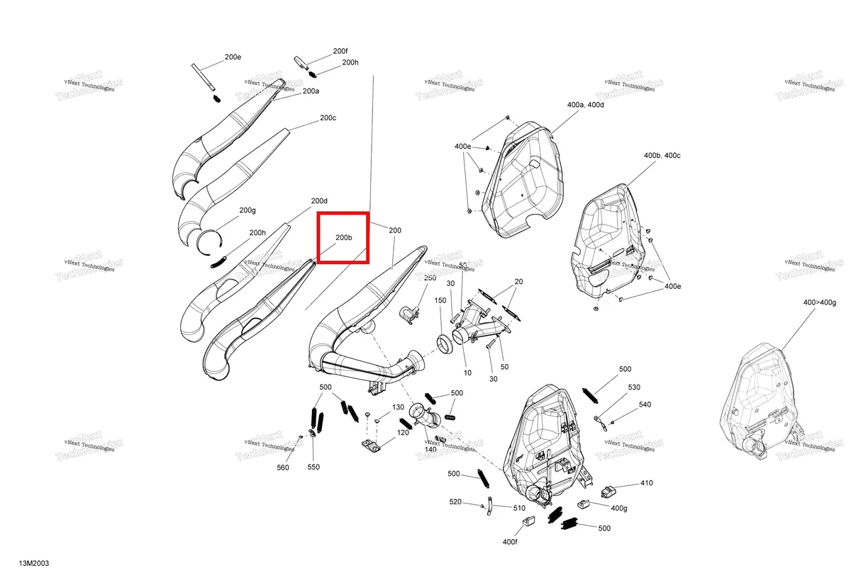 Деталь 514054210 (Задняя Нижняя Половина) на схеме узла 2020 Ski-Doo EXPEDITION SPORT 550F Engine - Exhaust