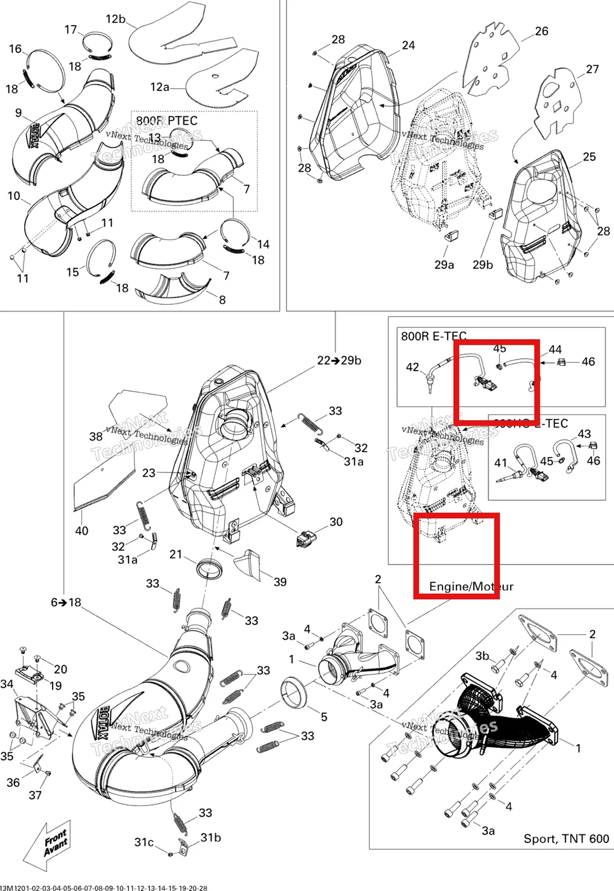 Схема применяемости: Передний верхний половина Envelope Ski-Doo Summit X 800R Power T.E.K. (2009) (514054219)