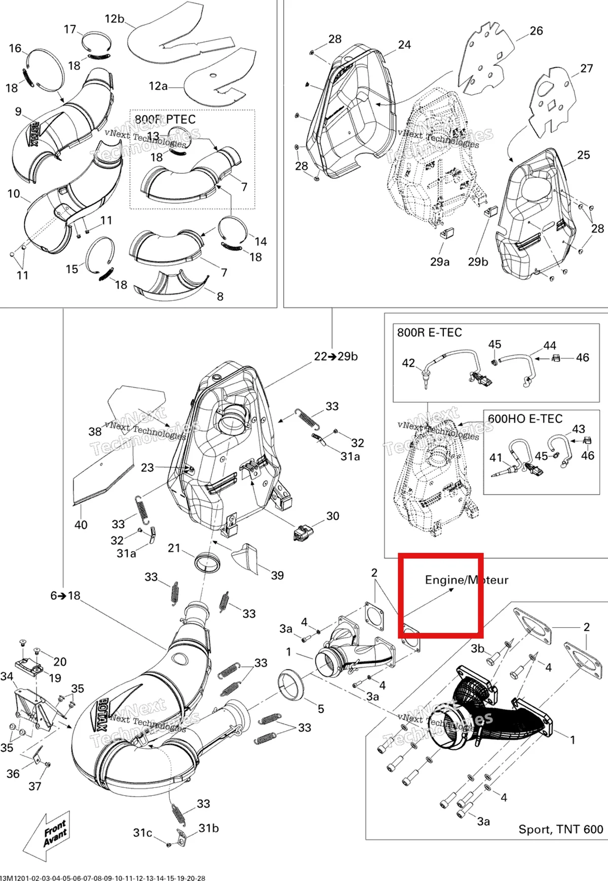 Схема применяемости: Передний нижний половина Envelope Ski-Doo Summit X 800R Power T.E.K. (2009) (514054220)