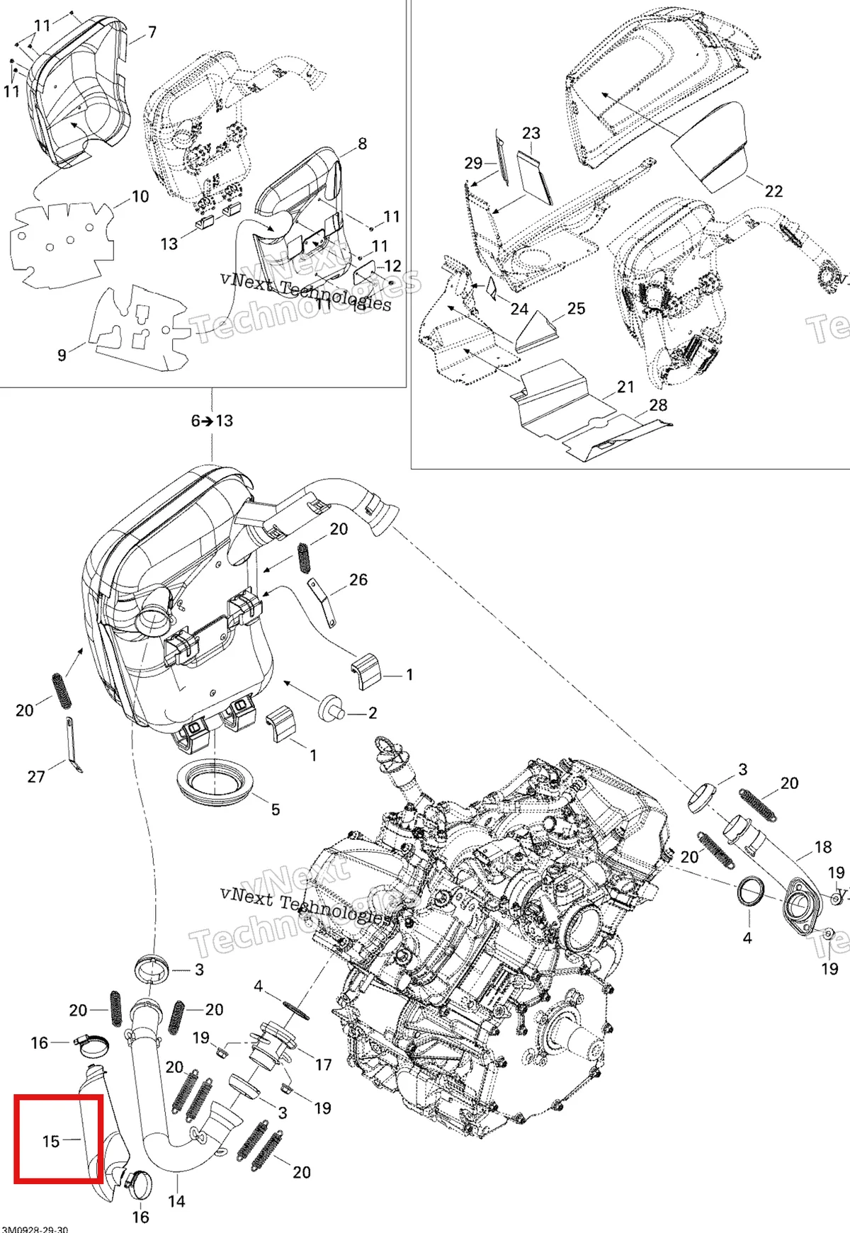 Деталь 514054225 (Теплоотводящий) на схеме узла 2009 Ski-Doo Legend Touring Exhaust System