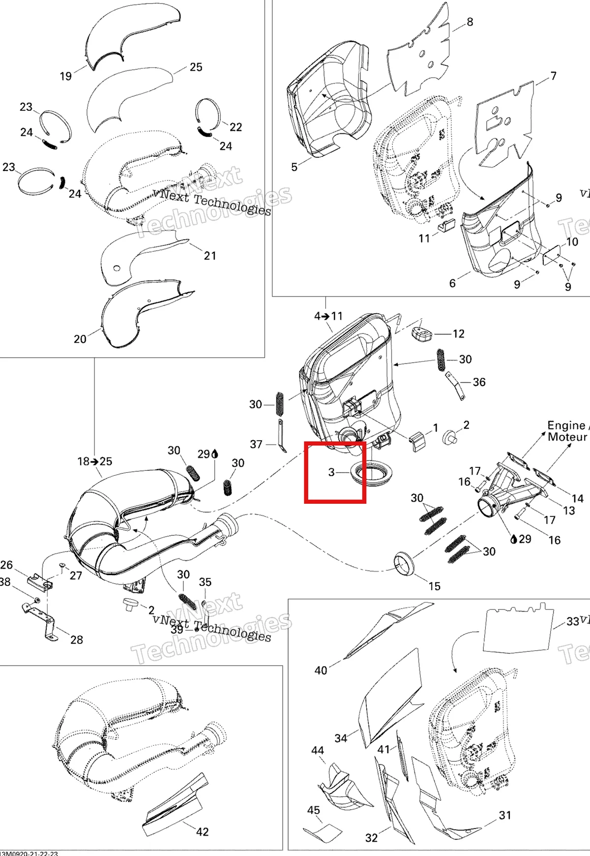 Деталь 514054240 (Выхлопная Прокладка) на схеме узла 2009 Ski-Doo GSX Fan Exhaust System
