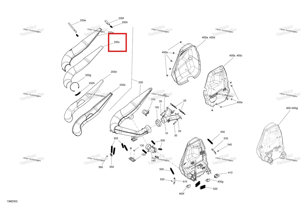 Деталь 514054244 (Верхней Изоляционной Ваты) на схеме узла 2020 Ski-Doo EXPEDITION SPORT 550F Engine - Exhaust