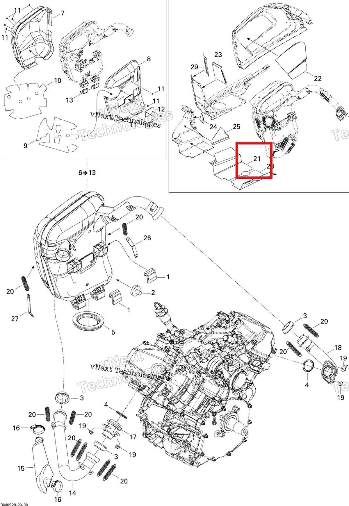 Деталь 514054245 (Светоотражающие Лист) на схеме узла 2009 Ski-Doo Legend Touring Exhaust System