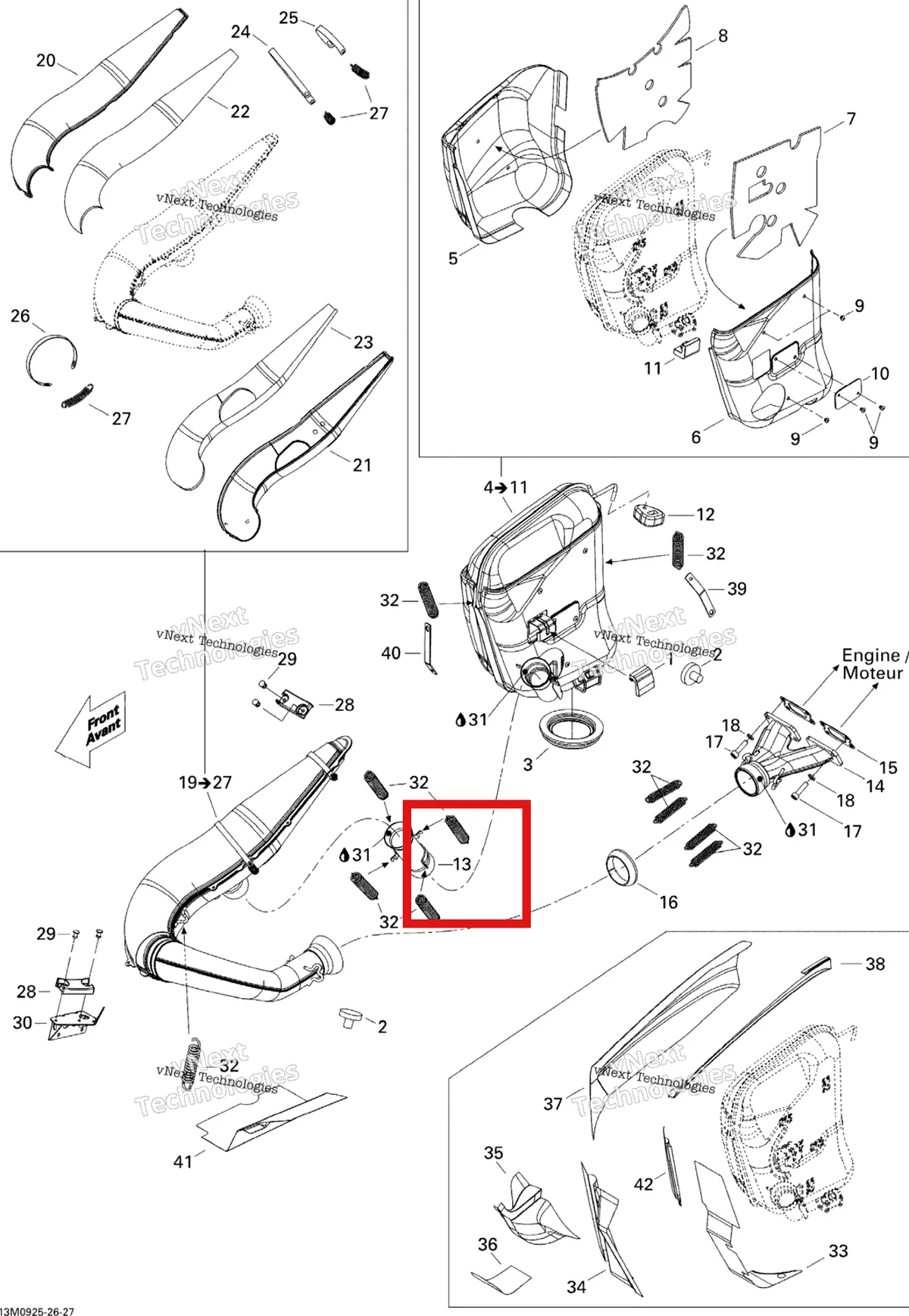 Деталь 514054249 (Выхлоп Локоть) на схеме узла 2009 Ski-Doo Skandic Tundra LT 550F Exhaust System