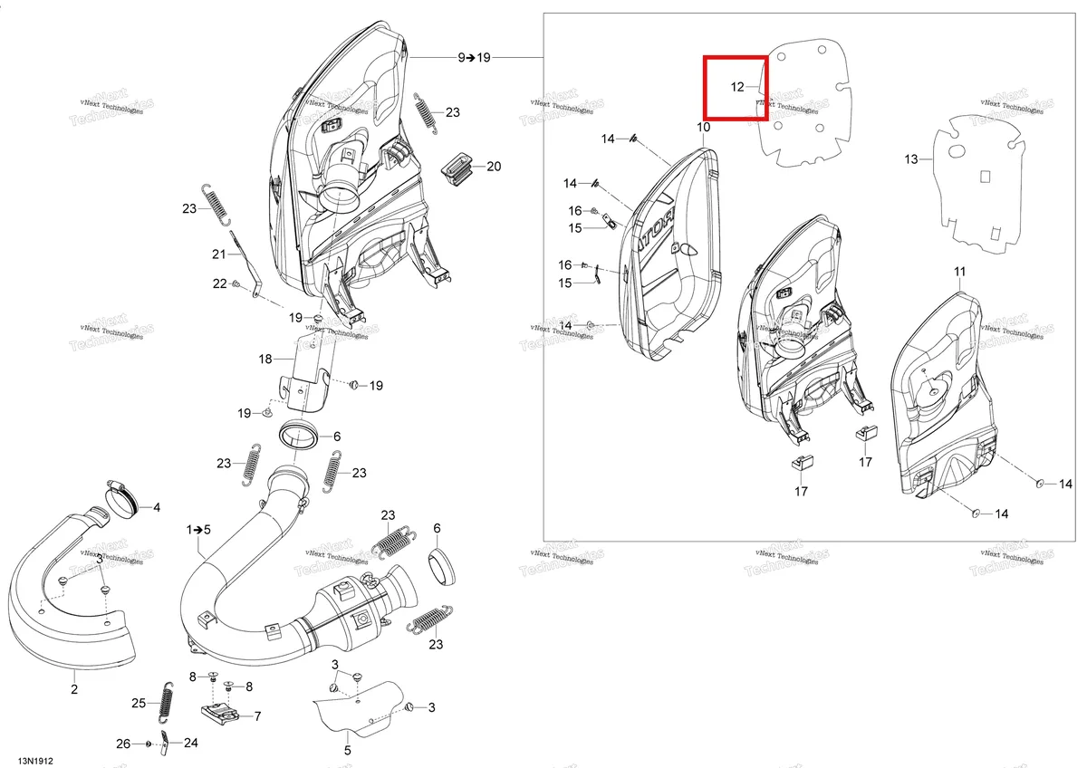 Деталь 514054256 (Резус Изоляционной Ваты) на схеме узла 2019 Ski-Doo EXPEDITION LE-SE 1200 4-TEC Exhaust - 1200 4-Tec