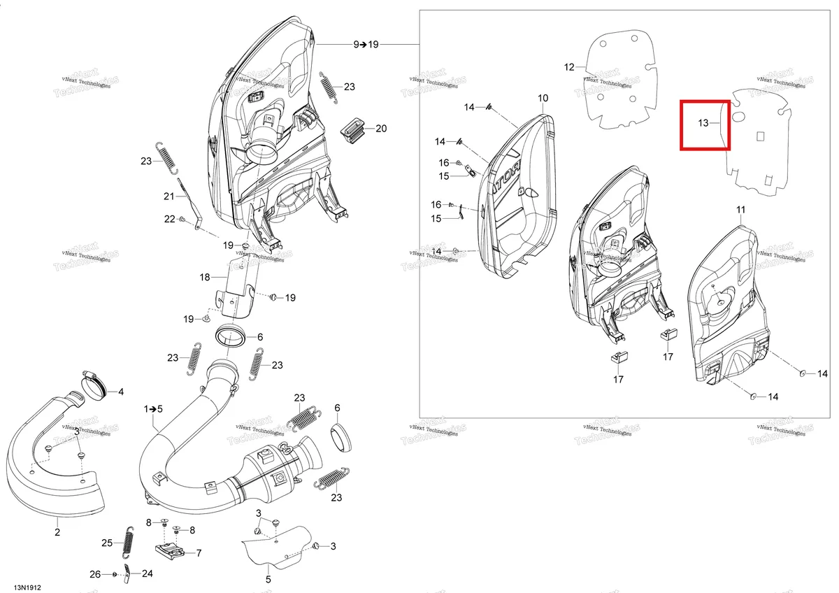 Деталь 514054257 (Изоляционная Вата) на схеме узла 2019 Ski-Doo EXPEDITION LE-SE 1200 4-TEC Exhaust - 1200 4-Tec
