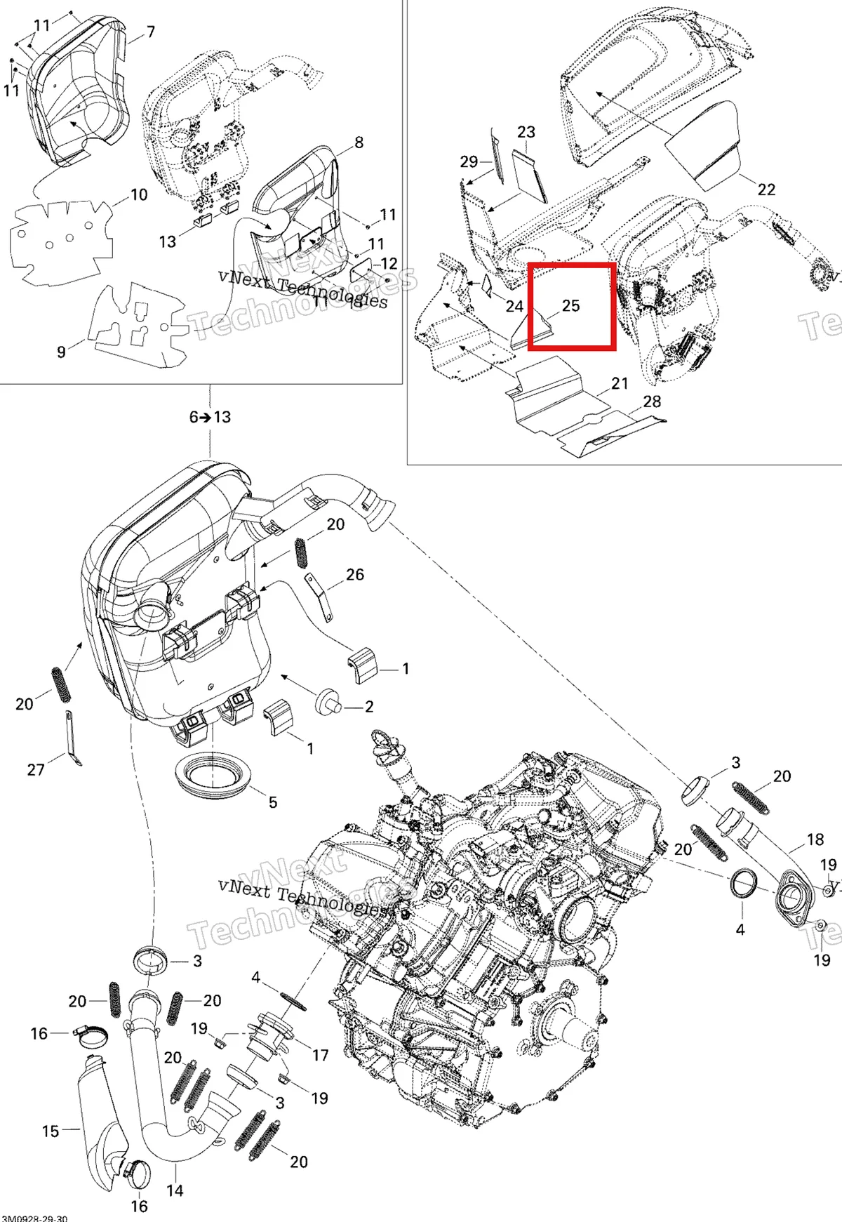 Деталь 514054266 (Светоотражающие Лист) на схеме узла 2009 Ski-Doo Legend Touring Exhaust System