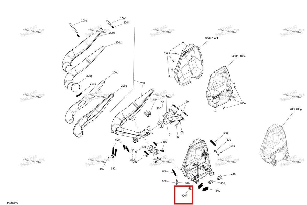Деталь 514054274 (Нижний Стопор) на схеме узла 2020 Ski-Doo EXPEDITION SPORT 550F Engine - Exhaust