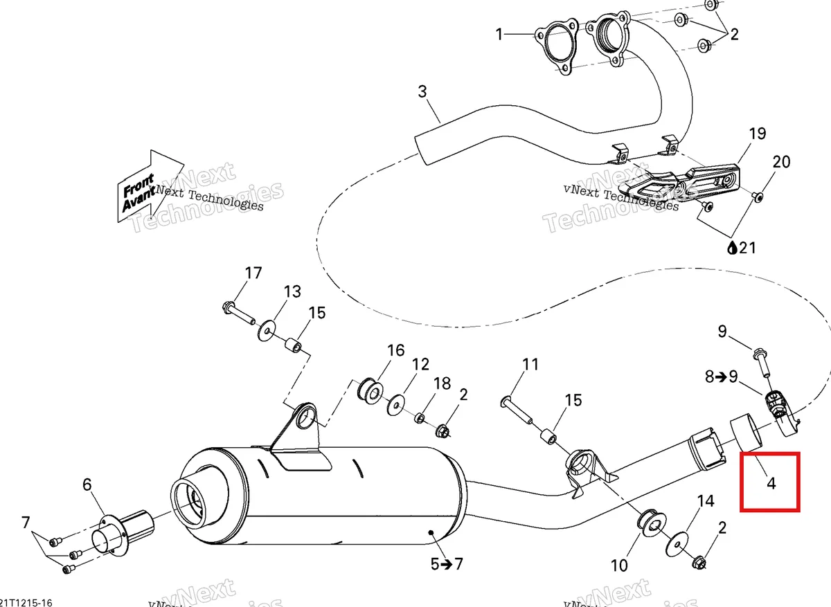 Деталь 514054289 на схеме узла 2015 Can-Am DS 450EFI STD Exhaust System