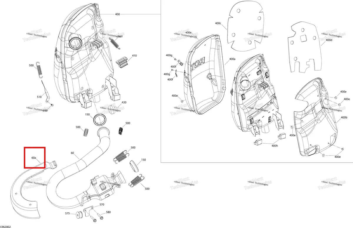 Деталь 514054397 (Дефлектор) на схеме узла 2020 Ski-Doo SKANDIC WT 900 ACE Engine - Exhaust