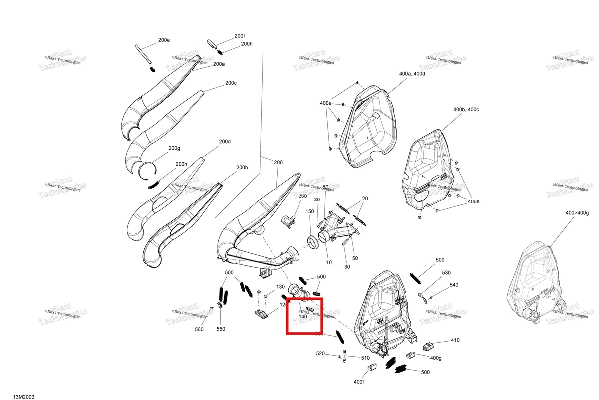 Деталь 514054411 (Выхлоп Локоть) на схеме узла 2020 Ski-Doo EXPEDITION SPORT 550F Engine - Exhaust