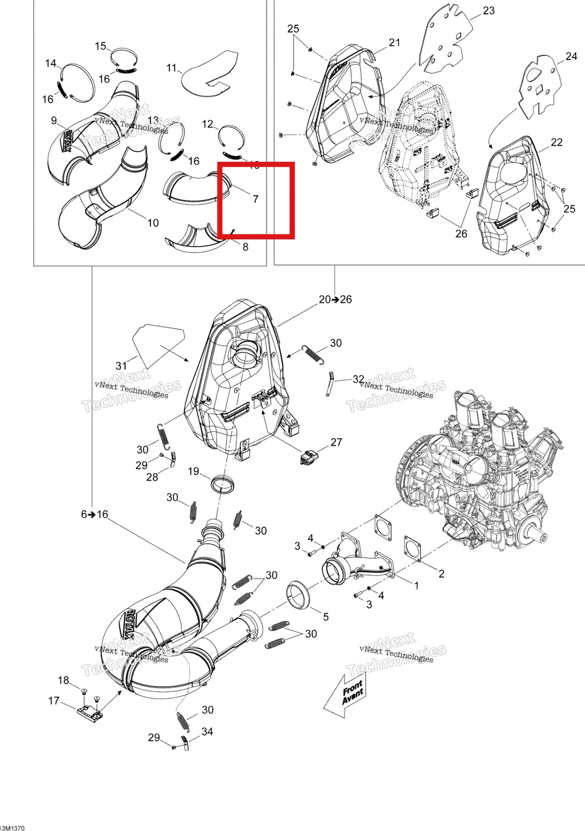 Схема применяемости: Передний верхний Enveloppe Ski-Doo Expedition TUV 600 H.O. SDI REV-XU (2009) (514054485)