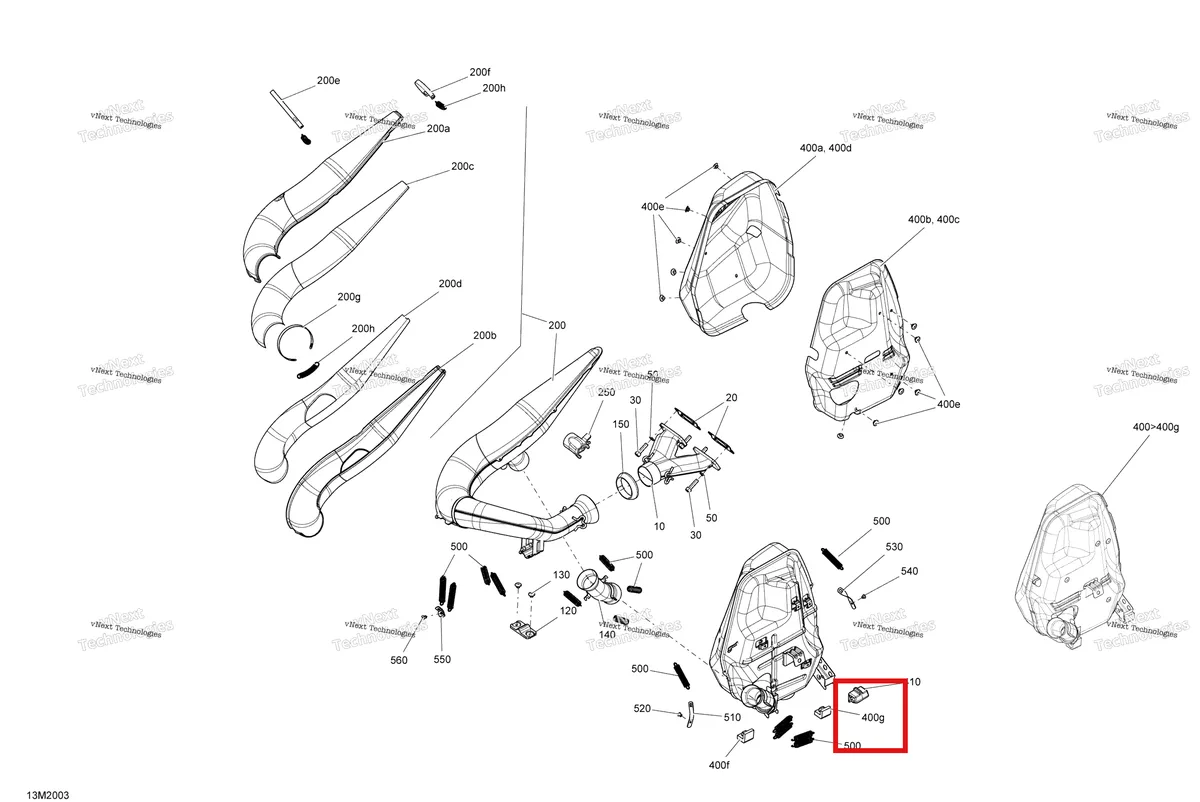 Деталь 514054496 (Нижний Стопор) на схеме узла 2020 Ski-Doo EXPEDITION SPORT 550F Engine - Exhaust