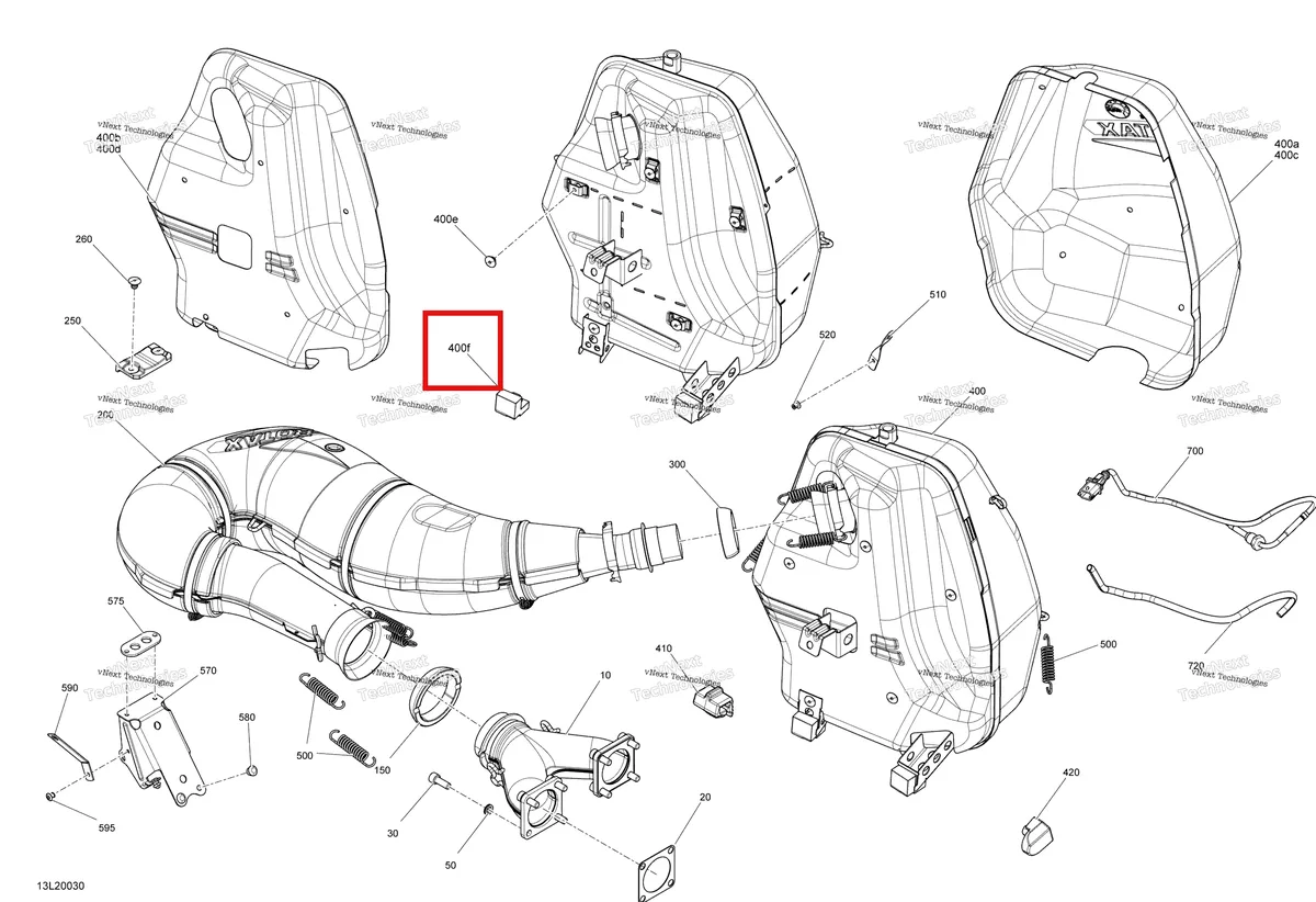Деталь 514054529 (Стопор Нижний) на схеме узла 2020 Ski-Doo SKANDIC WT 600HO E-TEC Engine - Exhaust