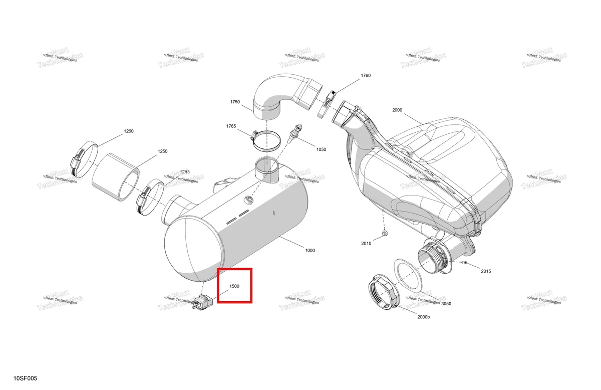 Деталь 514054606 (Деталь Upper Stopper) на схеме узла 2026 Sea-Doo SPARK - 900 HO ACE - TRIXX - 66TE - Bright White - 3UP Engine - Exhaust