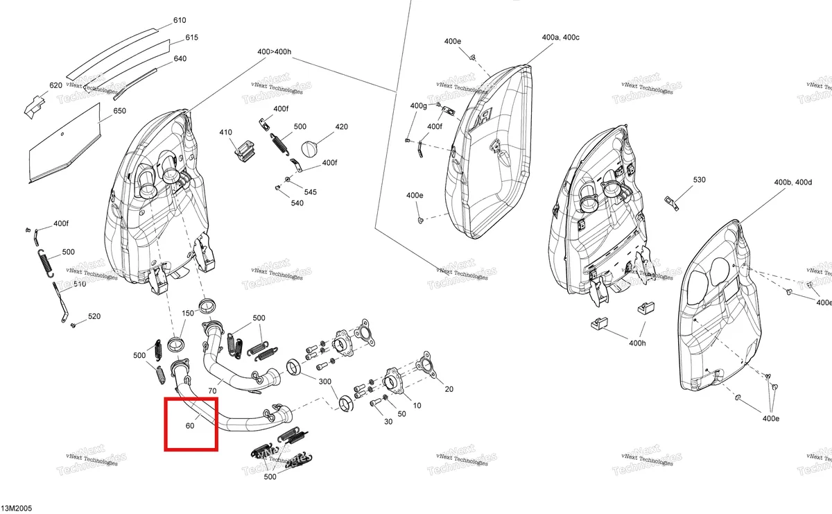 Деталь 514054625 (Деталь Exhaust Tube, Pto Side) на схеме узла 2020 Ski-Doo TUNDRA 600 ACE Engine - Exhaust