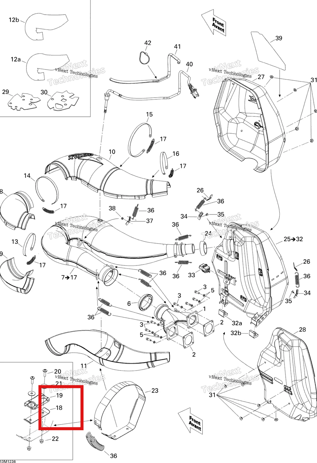 Деталь 514054638 (Деталь Reinforcement Plate) на схеме узла 2012 Ski-Doo MX Z X 600RS Exhaust System