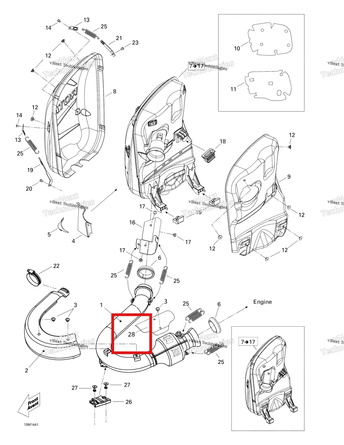 Деталь 514054724 (Дефлектор) на схеме узла 2014 Ski-Doo EXPEDITION LE 1200 XU Exhaust System