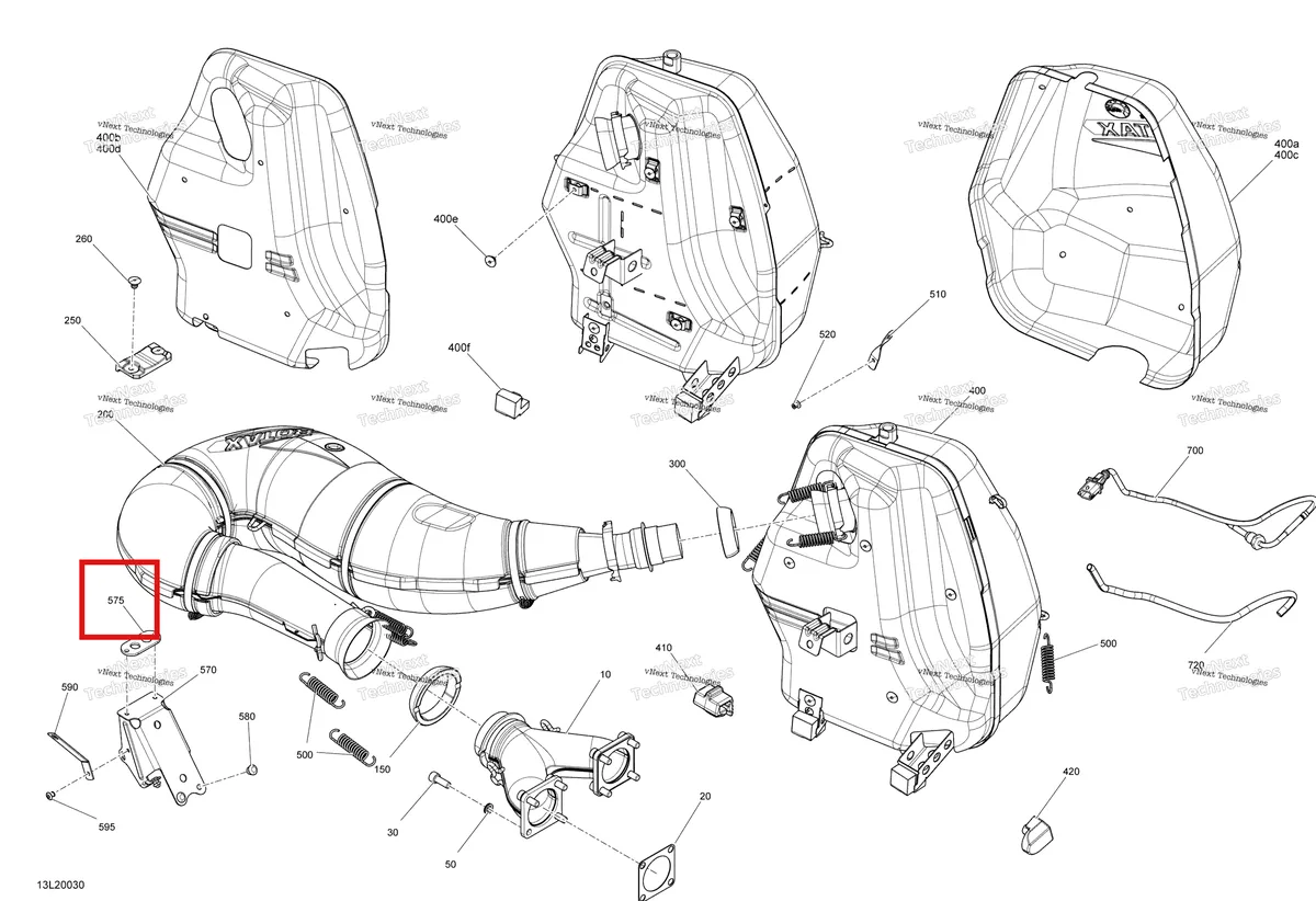 Деталь 514054806 (Деталь Riser Plate) на схеме узла 2020 Ski-Doo SKANDIC WT 600HO E-TEC Engine - Exhaust