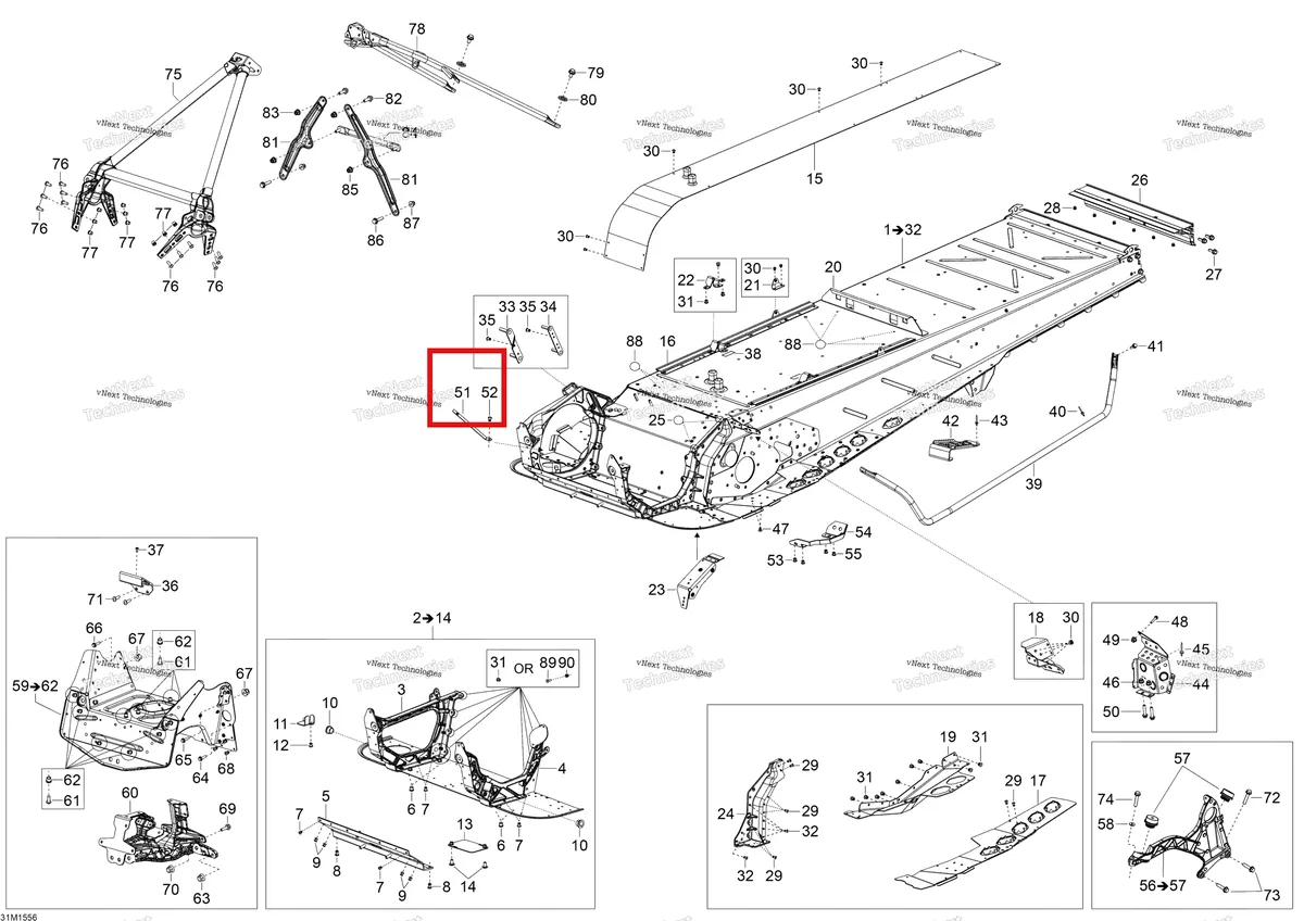 Деталь 514054828 (Кронштейн) на схеме узла 2015 Ski-Doo EXPEDITION LE 900 ACE Frame