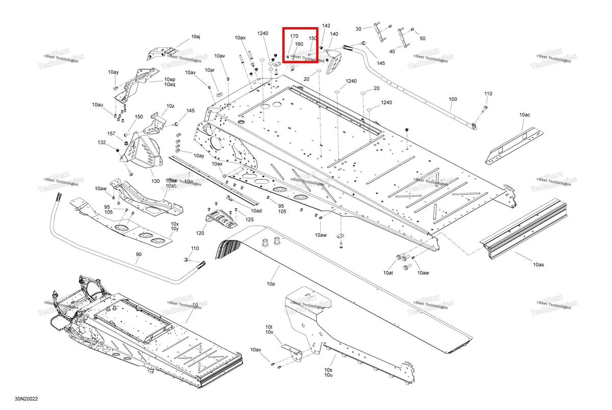 Деталь 514054846 (Кронштейн) на схеме узла 2020 Ski-Doo EXPEDITION SWT 900 ACE Frame - System - Rear Section