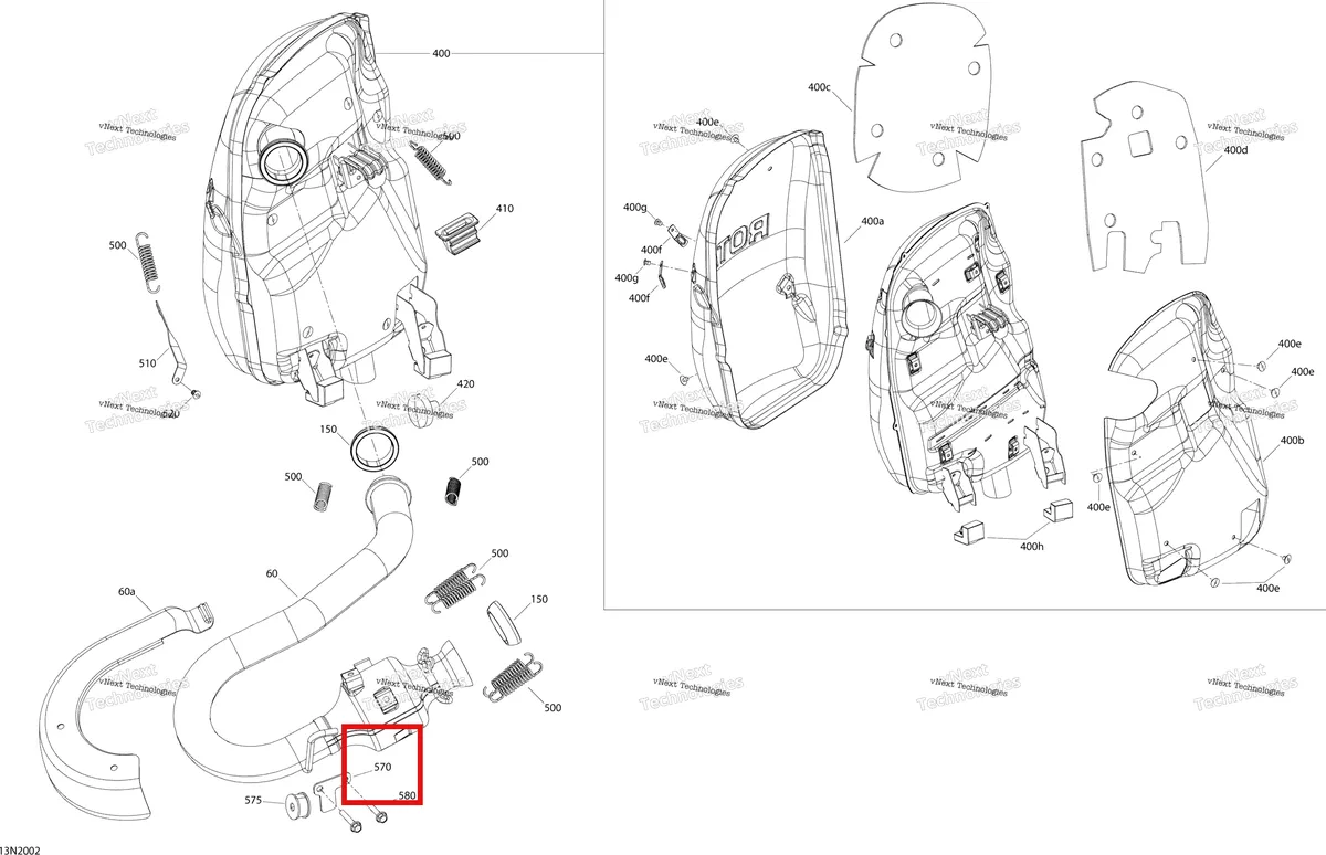 Деталь 514054939 (Суппорт) на схеме узла 2020 Ski-Doo SKANDIC WT 900 ACE Engine - Exhaust