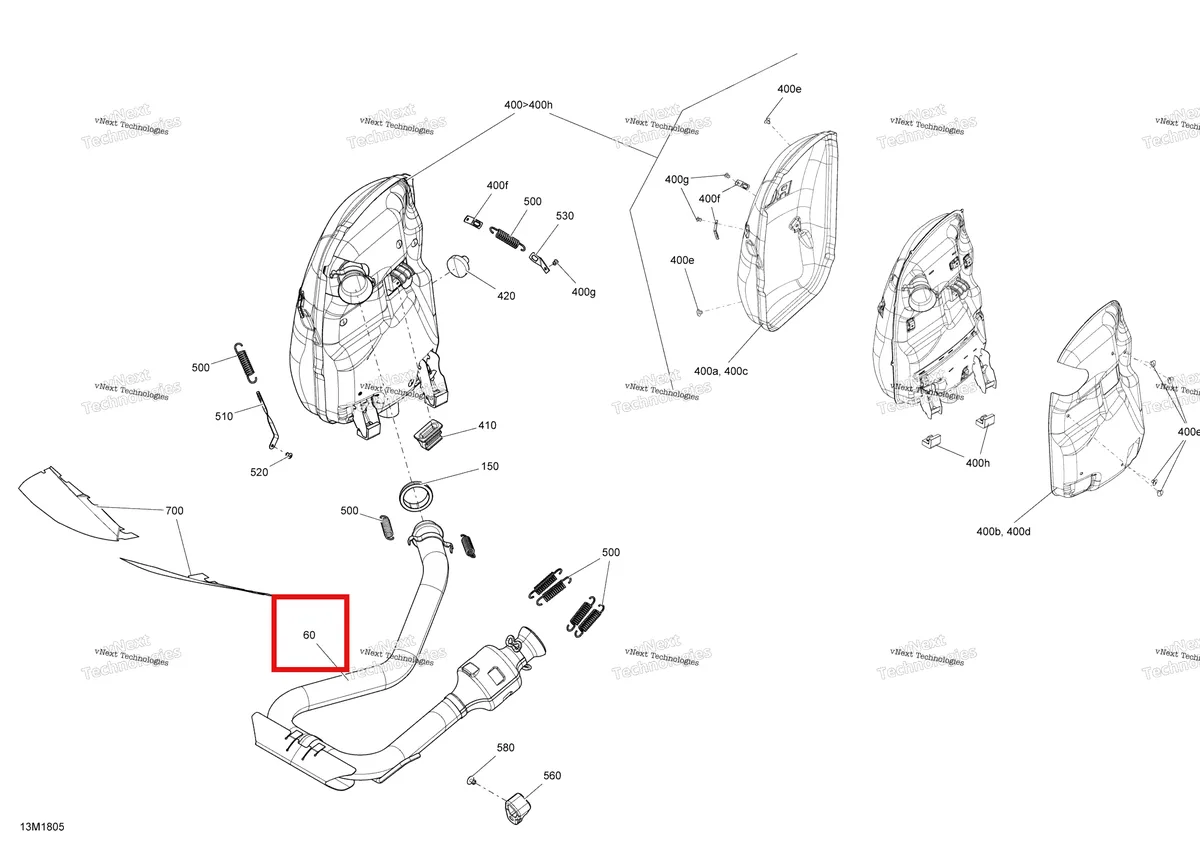 Деталь 514054960 (Сварные Трубы) на схеме узла 2018 Ski-Doo RENEGADE 900 ACE Exhaust 900 Ace