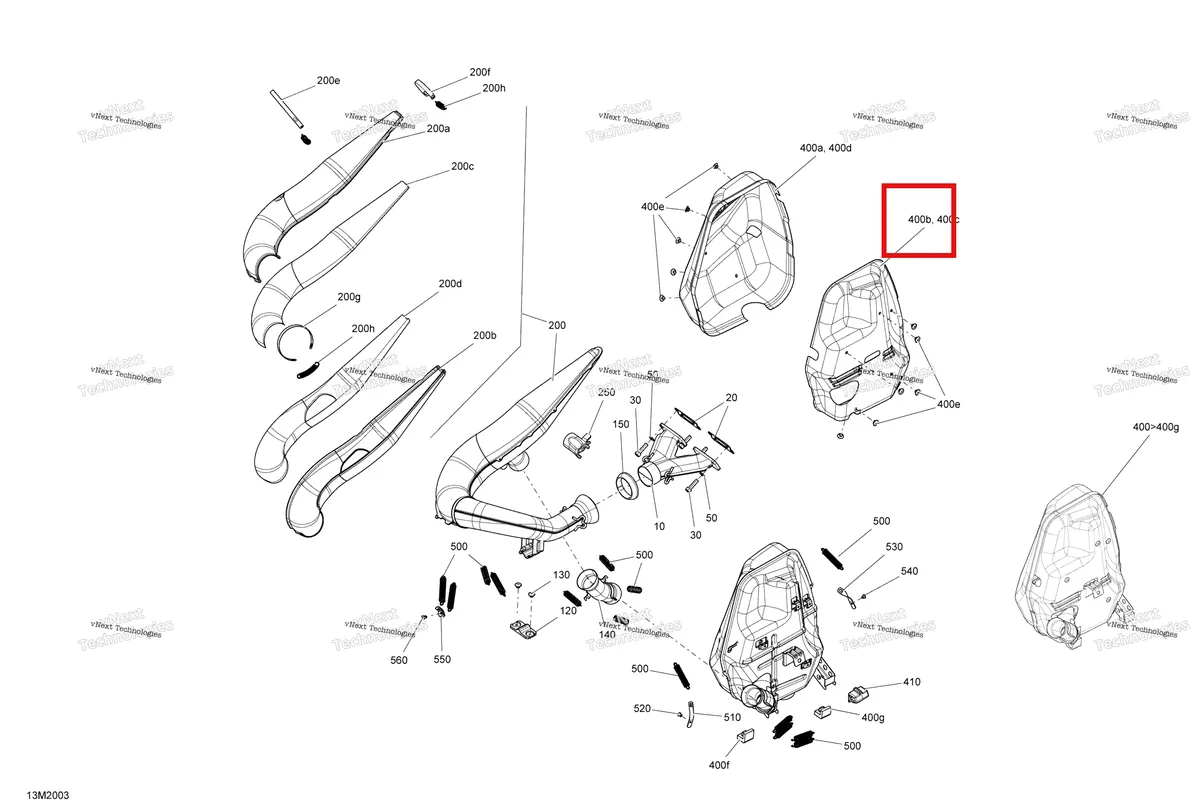 Деталь 514054979 (Дефлектор) на схеме узла 2020 Ski-Doo EXPEDITION SPORT 550F Engine - Exhaust