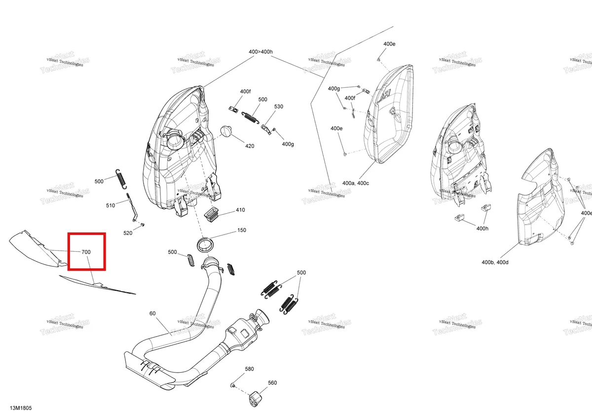 Деталь 514054999 (Тепловой Щит) на схеме узла 2018 Ski-Doo RENEGADE 900 ACE Exhaust 900 Ace