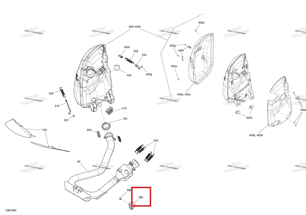 Деталь 514055012 (Опора) на схеме узла 2018 Ski-Doo RENEGADE 900 ACE Exhaust 900 Ace