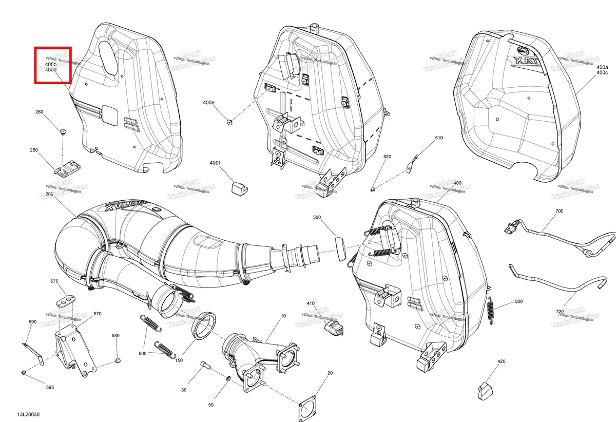 Деталь 514055029 (Дефлектор) на схеме узла 2020 Ski-Doo SKANDIC WT 600HO E-TEC Engine - Exhaust
