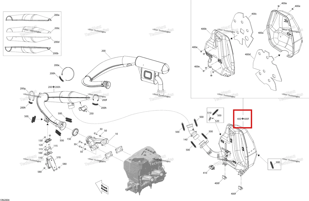 Деталь 514055055 (Деталь Muffler Ass'y. Includes 22 To 28) на схеме узла 2020 Ski-Doo SKANDIC WT 550F Engine - Exhaust