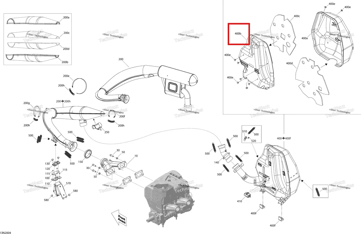Деталь 514055069 (Дефлектор) на схеме узла 2020 Ski-Doo SKANDIC WT 550F Engine - Exhaust