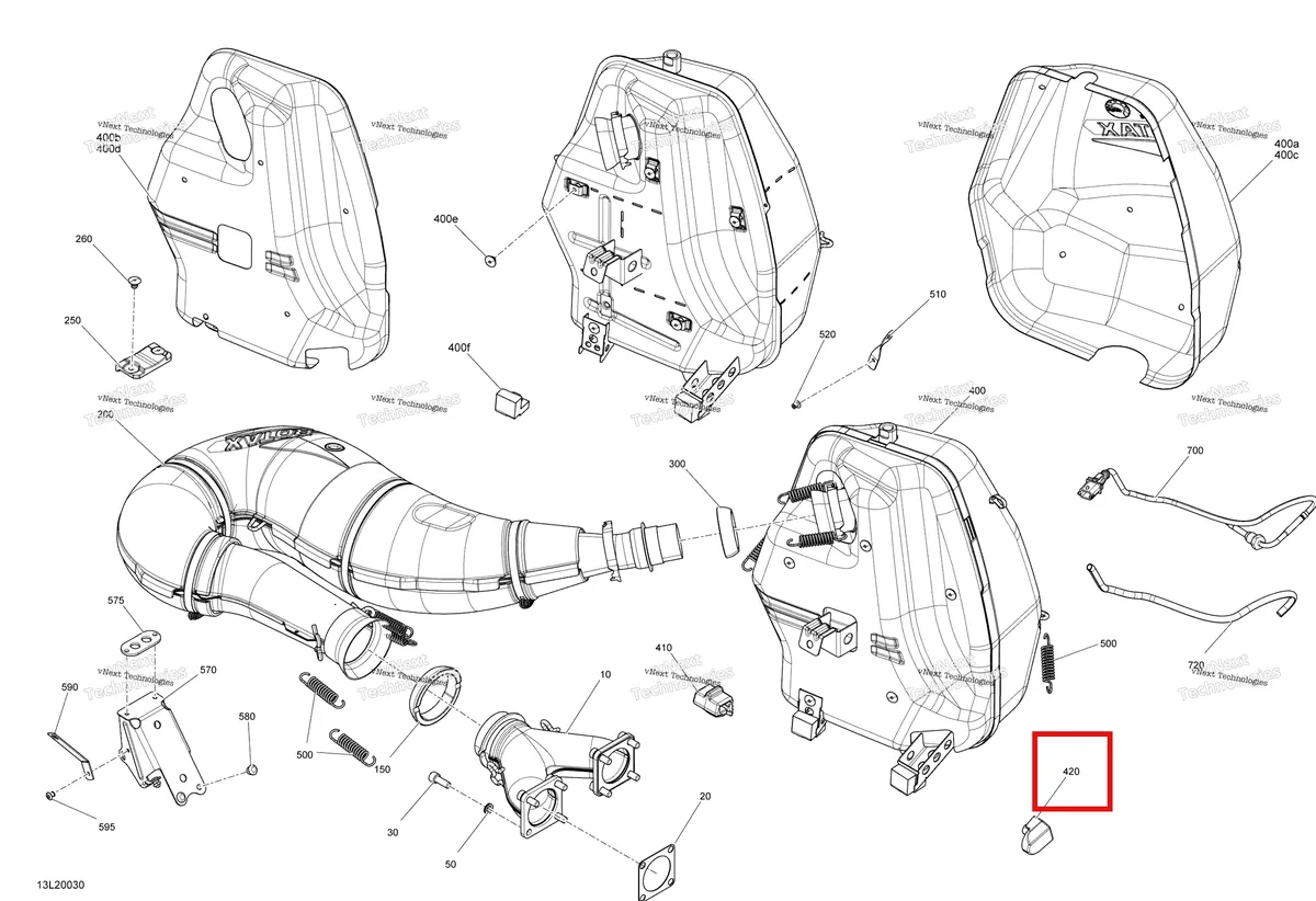 Деталь 514055070 (Деталь Rubber Bumber) на схеме узла 2020 Ski-Doo SKANDIC WT 600HO E-TEC Engine - Exhaust